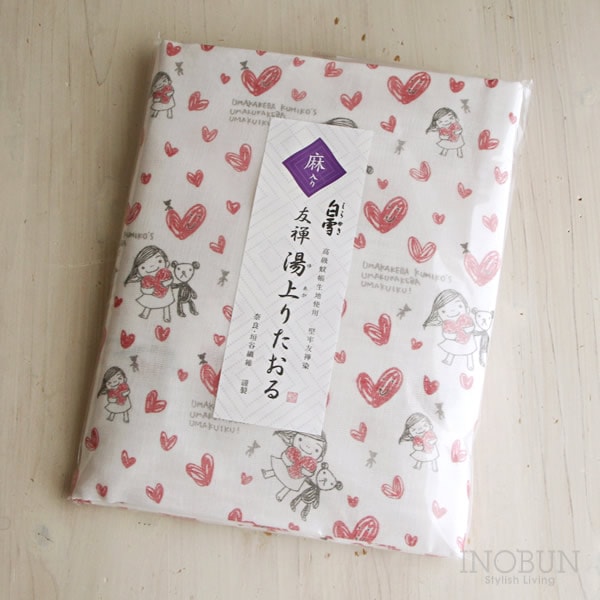  【在庫限り終了】白雪 湯上りタオル 友禅染 よしこ バスタオル 70 x 140cm あか ウマカケバクミコ コラボレートシリーズ