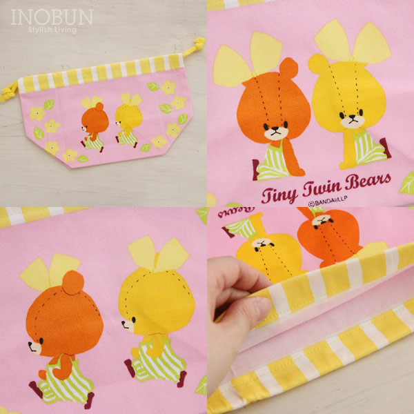 在庫限り終了 くまのがっこう ルルロロ ランチ巾着 お弁当箱入れ 日本製 ピンク ベビー キッズ お弁当グッズ ランチクロス 巾着 イノブンオンラインショップ