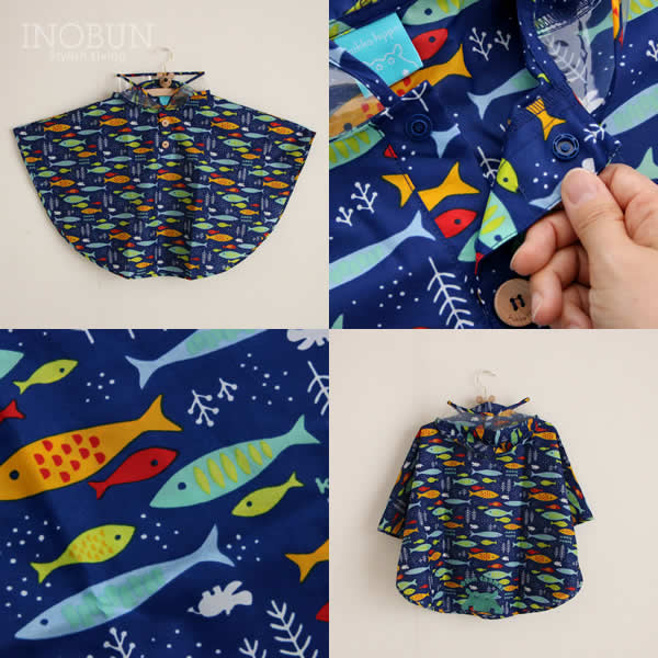 キッズ レインポンチョ レインコート クッカヒッポ 子供用 雨具 90cm おさかな セール ベビー キッズ 通園バッグ おでかけアイテム レイングッズ イノブンオンラインショップ