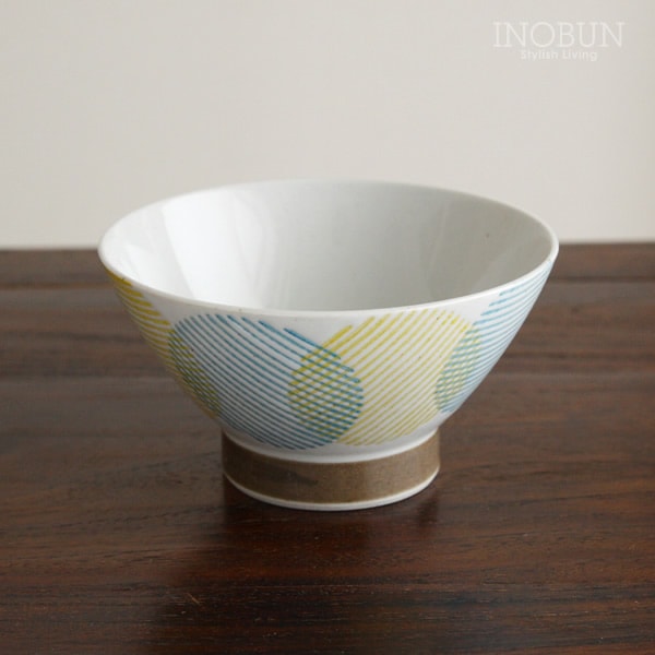 TAMAHAJIKI 玉はじき 茶碗 大 ブルー/イエロー 波佐見焼 日本製 新生活