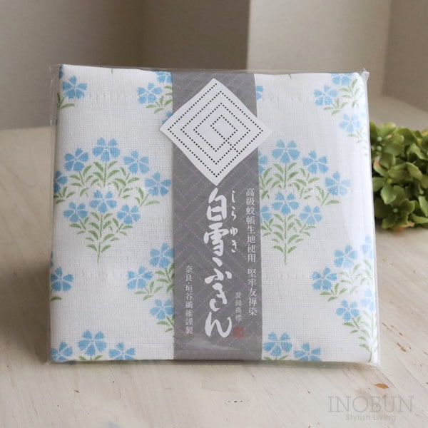 白雪ふきん 友禅染 なでしこ 30 x 40cm ブルー