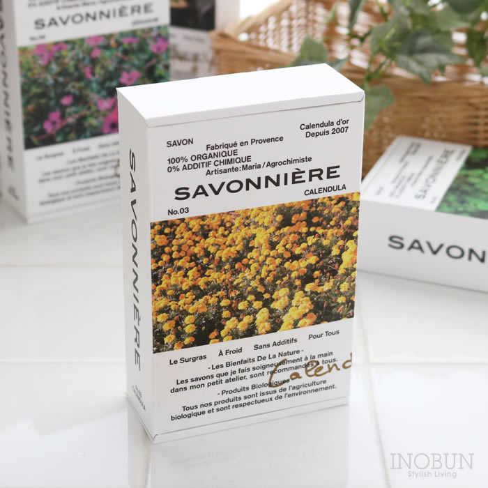 フランス製ソープ サヴォニエール 石けん SAVONNIERE 黄金のカレンデュラ 100g カレンデュラとペパーミントの香り 化粧石鹸