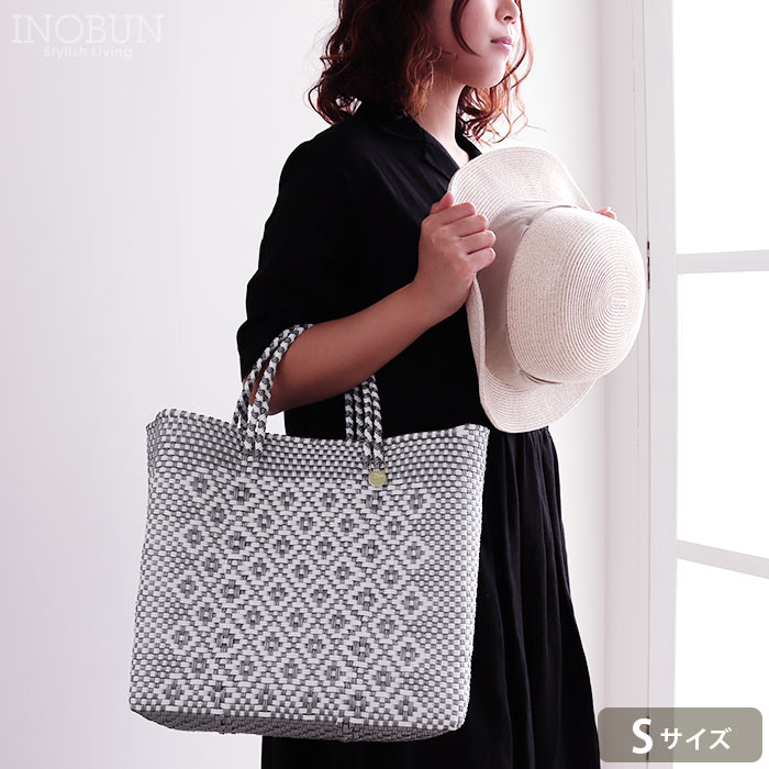 レトラ☆メルカドバッグ 白×シルバー メルカド バッグ レトラ Sサイズ 花柄 シルバー・ホワイト ROMBO