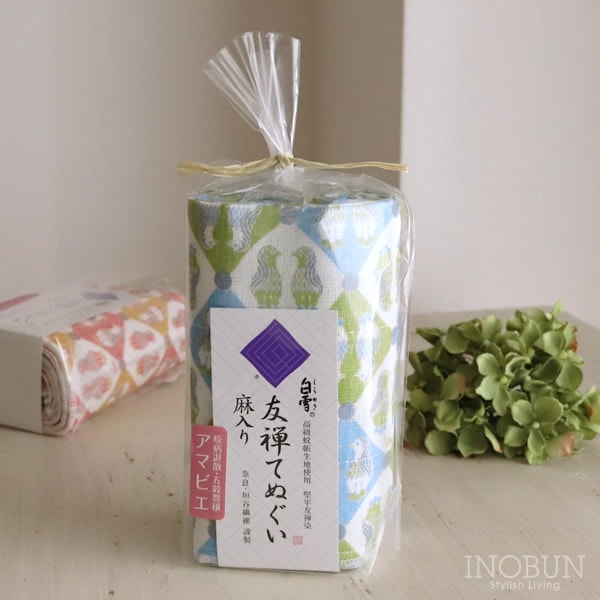 【在庫限り終了】白雪 友禅染てぬぐい アマビエ 疫病退散・五穀豊穣 白雪てぬぐい 30 x 90cm ブルー