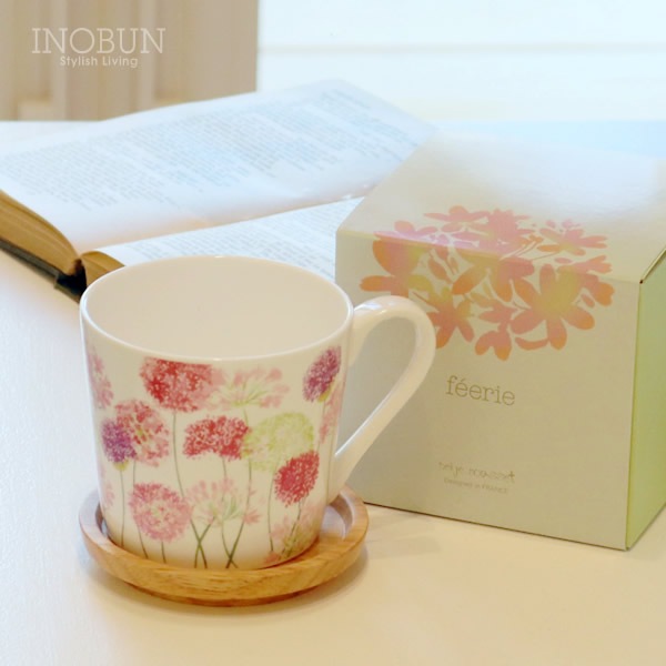 マグカップ Feerie フェリー 蓋付マグ 木製コースター付き 箱入り ギフト アガパンサス キッチン ランチ 洋食器 マグカップ イノブンオンラインショップ