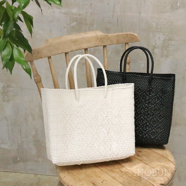 美品　Woven かごバッグ メルカドバッグ　ホワイト メルカド バッグ レトラ XSサイズ 花柄 ホワイト ROMBO ロンボ Letra