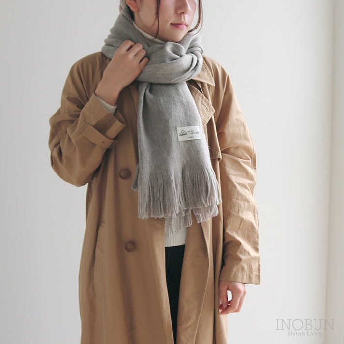 ふわふわストール ライトグレー マフラー イノブンオリジナルネームタグ付き 防寒 ギフト
