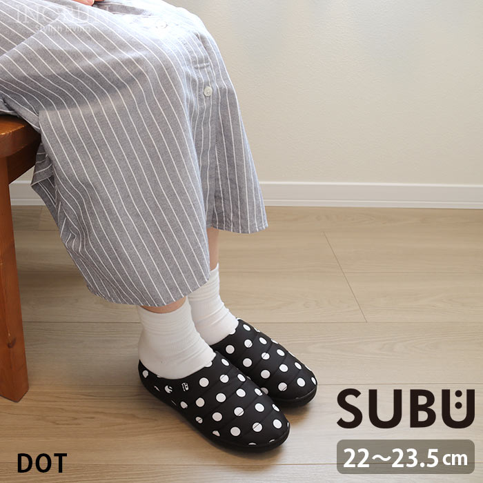 SUBU サンダル ドット 0サイズ 22.0~23.5cm レディース スブ 冬用 スリッパ 起毛 中綿