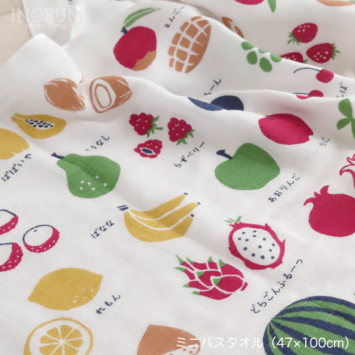ずかんタオル ミニバスタオル 47 x 100cm くだもの 日本製 プール