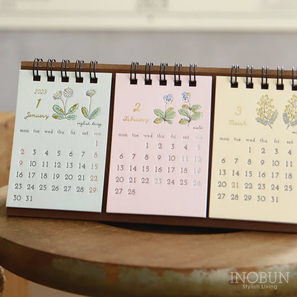 23年 3ヶ月カレンダー フラワー 卓上 月曜始まり セール 返品不可 ステーショナリー スケジュール カレンダー カレンダー 卓上 イノブンオンラインショップ