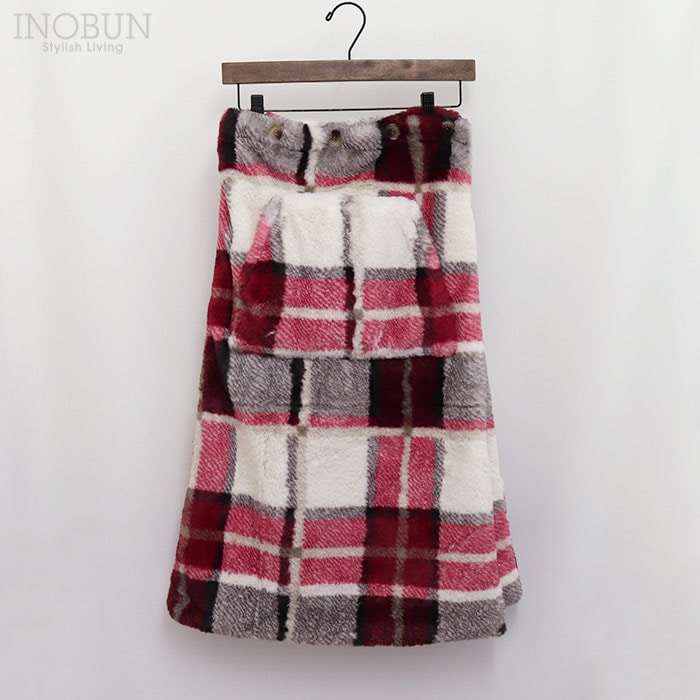 腰巻きケット プリントチェック5 レッド INOBUN オリジナル 温活