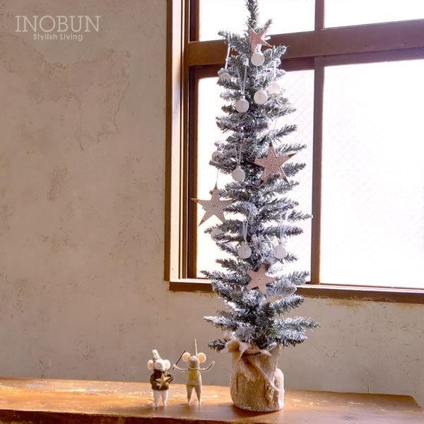 クリスマス インテリアset スリムツリー ガラス製 ミニオーナメント 陶器 星型 オーナメント ウール素材 ねずみトイ