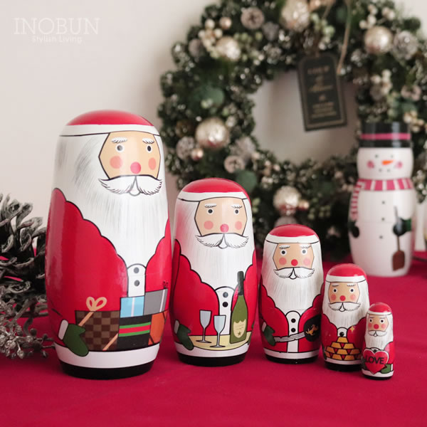 マトリョーシカ SANTACRYOSHKA LOVE サンタクロース 木製 箱入り クリスマスインテリア クリスマスプレゼント サプライズ