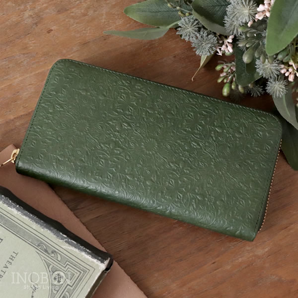 HIRAMEKI モリス ラウンドファスナー 長財布 牛革 日本製 ローズリーフ プレゼント