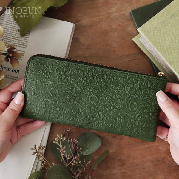 HIRAMEKI モリス L字ファスナー 長財布 牛革 日本製 ローズリーフ プレゼント