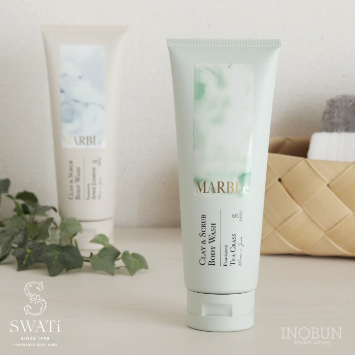 【在庫限り終了】SWATi スワティ クレイ＆スクラブボディウォッシュ ティー グラス マーブル レーベル ボディケア 日本製