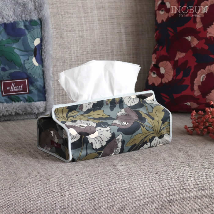 リバティプリント ティッシュカバー コーデュロイ COバターフィールド・ガーデン グレー セール