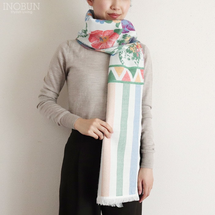 マフラー フランス製 フラワー 花柄 ピエールキオック PIERRE QUIOC フランスマフラー