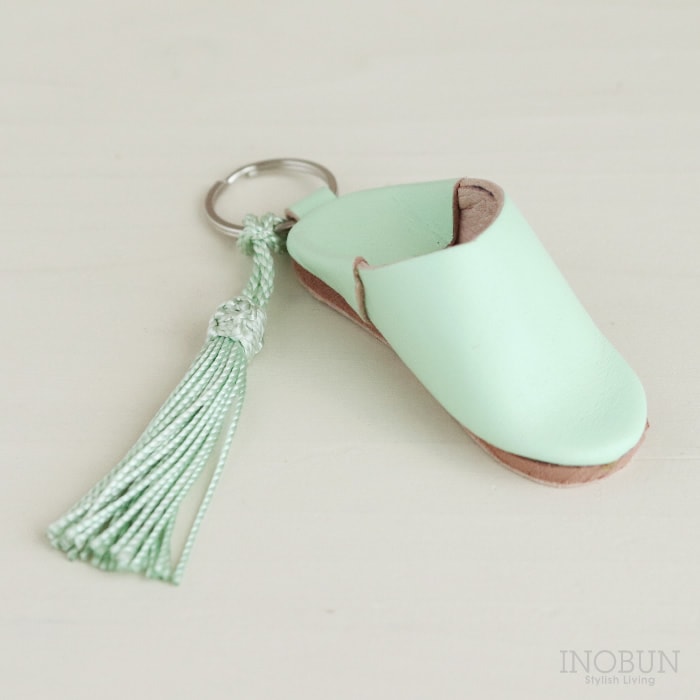 ミニバブーシュ キーホルダー cocomorocco ココモロッコ スカイエメラルド サブラ タッセル付き セール