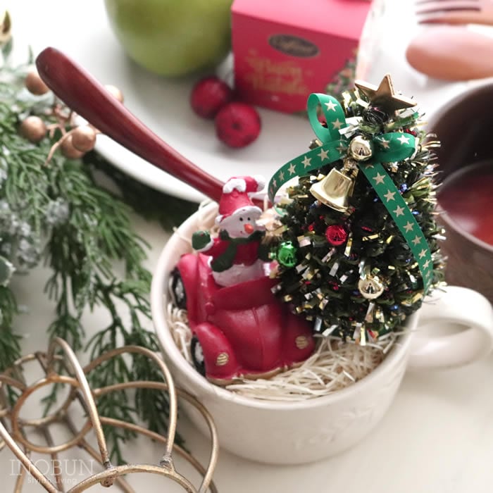 スープマグ＆クリスマストイセット ミニツリー＆ミニビートル コースター＆スプーン付 サンタ スノーマン プレゼント