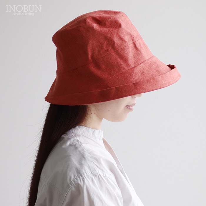 【週末限定10％OFF】サンドウォッシュ リネンオブザーハット テラコッタ 帽子 UVケア 日よけ 紫外線対策 つば広 折りたためる 洗える セール