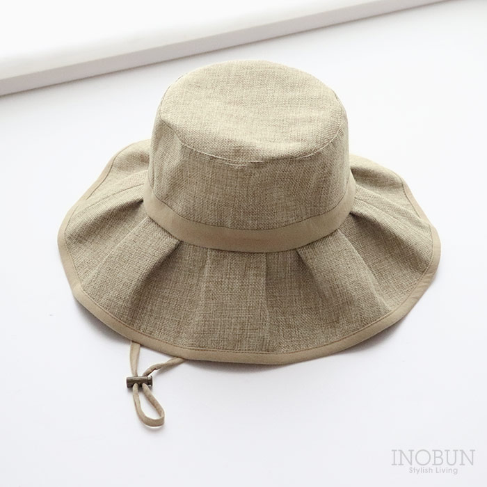 週末限定10％OFF】ポリジュートフリルハット ベージュ 帽子 UVケア