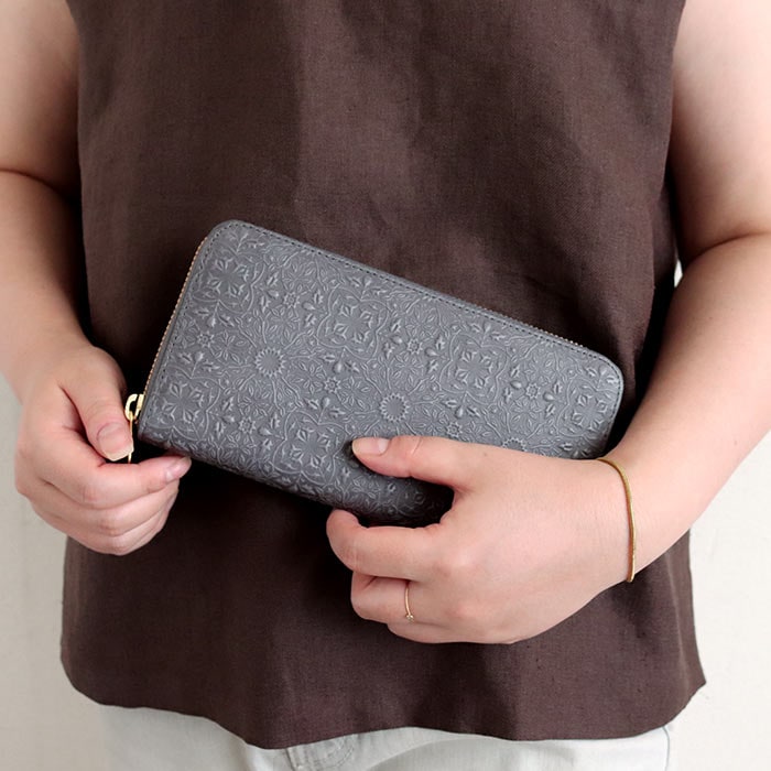 HIRAMEKI モリス ラウンドファスナー 長財布 牛革 日本製 サムシングブルー モダングレー プレゼント