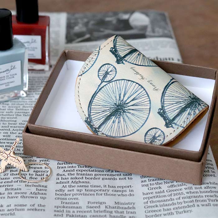 HIRAMEKI プチケース ファンファン アートレザーシリーズ 自転車 牛革 日本製 小銭入れ プレゼント