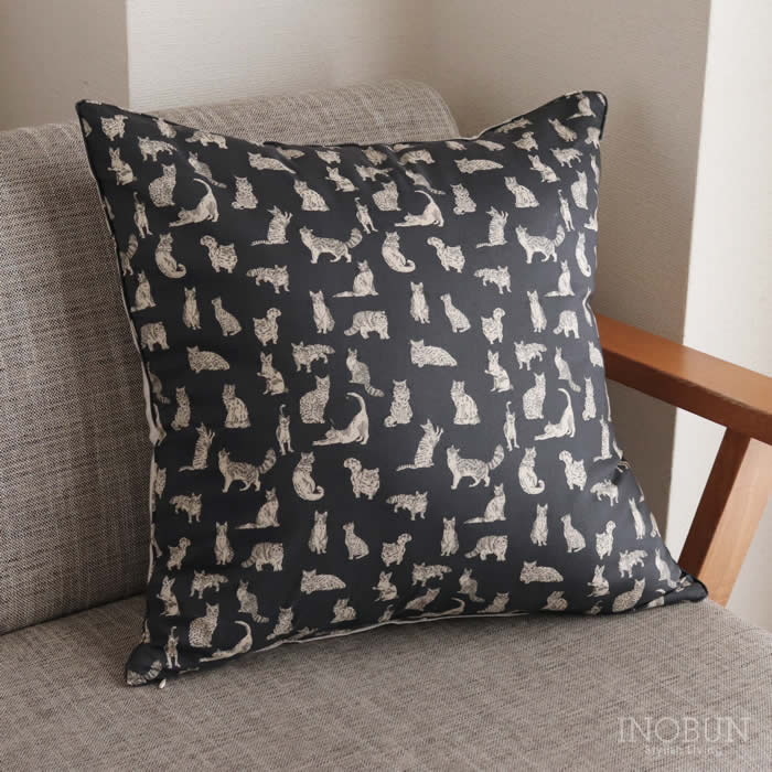 suzusan アルパカ クッションカバー ブラック グレー2