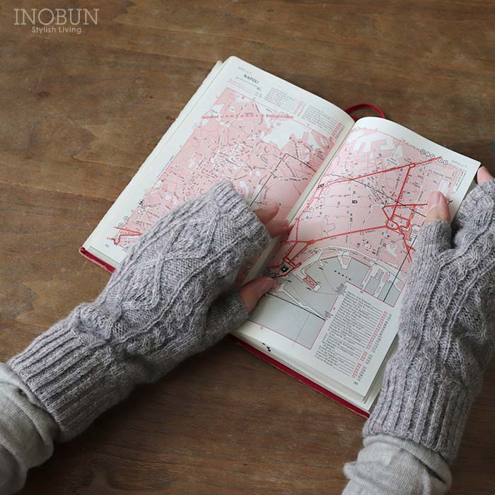 ボアフィンガーレス 手袋 グレー ハンドウォーマー