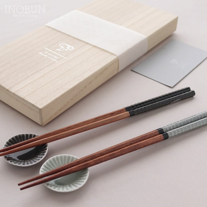hitoishi 膳 -ZEN- 夫婦箸セット グレー/ライトグレー 日本製 波佐見焼