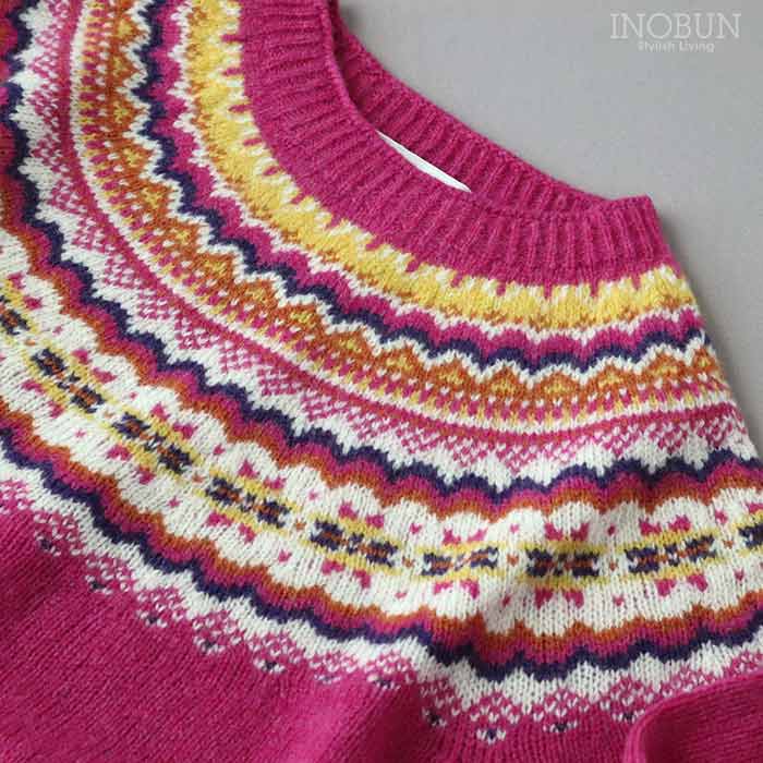 ハーレーオブスコットランド フェアアイルセーター L4859/7 ピンク系 ニット Harley of Scotland