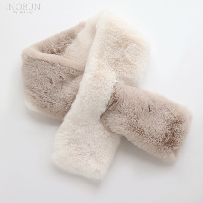 2トーンティペット オフホワイト ふわふわ マフラー イノブンオリジナル