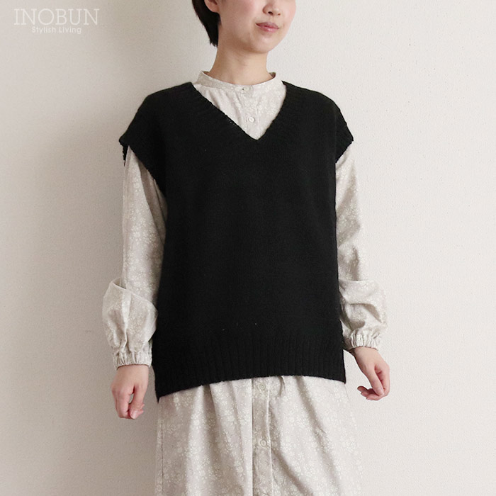 Aparaya ニットベスト Jet Black ブラック ブリティッシュウール
