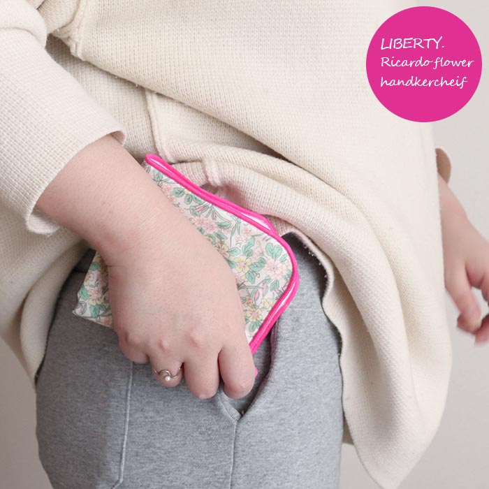 HOKKOH x LIBERTY パイルハンカチ リカルドフラワー Ricardo ピンク イノブンオリジナル 日本製 北高 ギフト