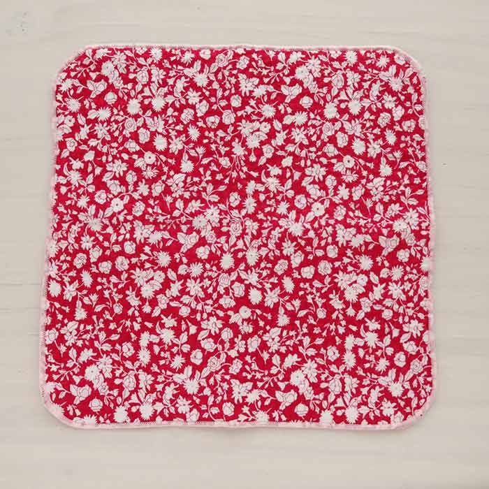 ハンカチ honoka パイルハンカチ ホワイトフラワー3 レッド 花柄 日本製 イノブン