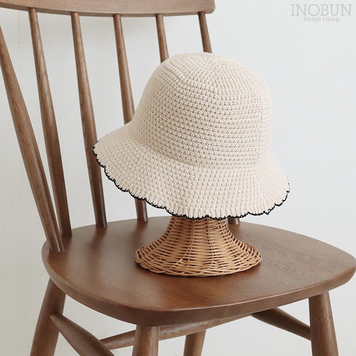 クロシェハット 帽子 アイボリー バケットハット