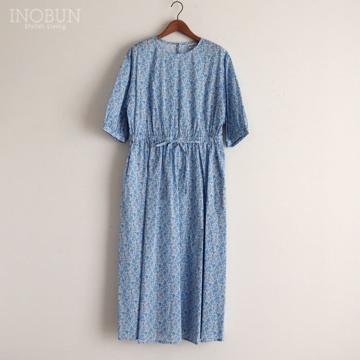 Michel Beaudoin リバティワンピース michel beaudouin | リバティ ギャザースリーブワンピース