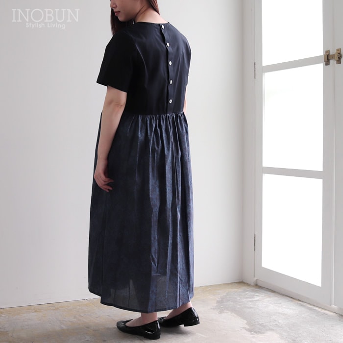 再入荷予定なし】Vent d'ouest リバティプリント切り替え 半袖