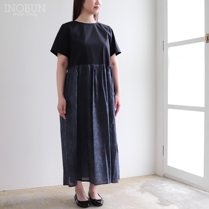 再入荷予定なし】Vent d'ouest リバティプリント切り替え 半袖