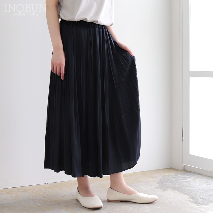 再入荷予定なし】sosotto アンティークサテン消しプリーツスカート