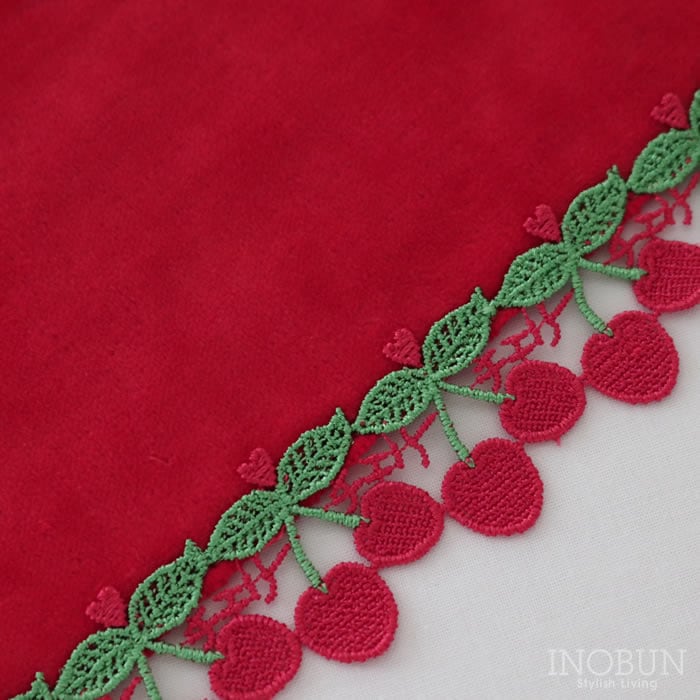 完売】近沢レース店 さくらんぼ レッド 7月 シーズンタオルハンカチ