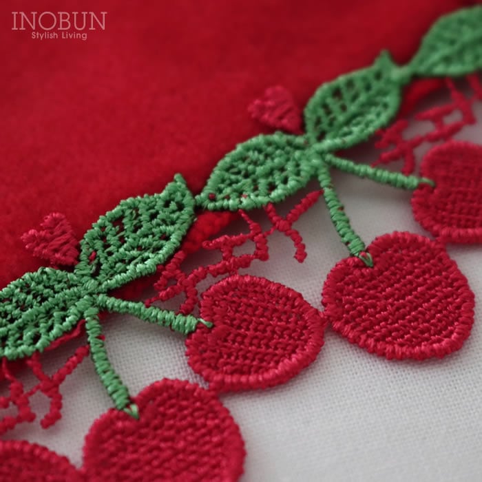 完売】近沢レース店 さくらんぼ レッド 7月 シーズンタオルハンカチ