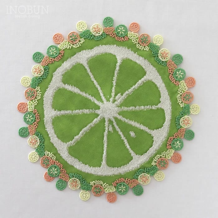 完売】近沢レース店 柑橘系 グリーン 8月 シーズンタオルハンカチ