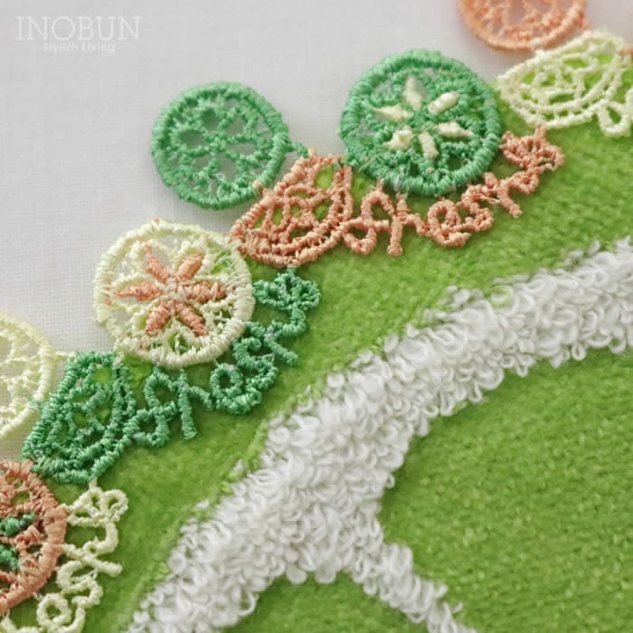 近沢レース店 柑橘系 グリーン 8月 シーズンタオルハンカチ