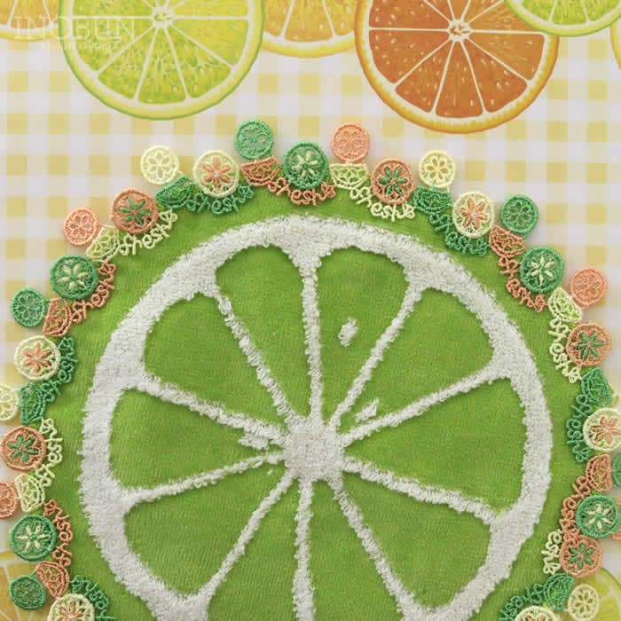 近沢レース店 柑橘系 グリーン 8月 シーズンタオルハンカチ