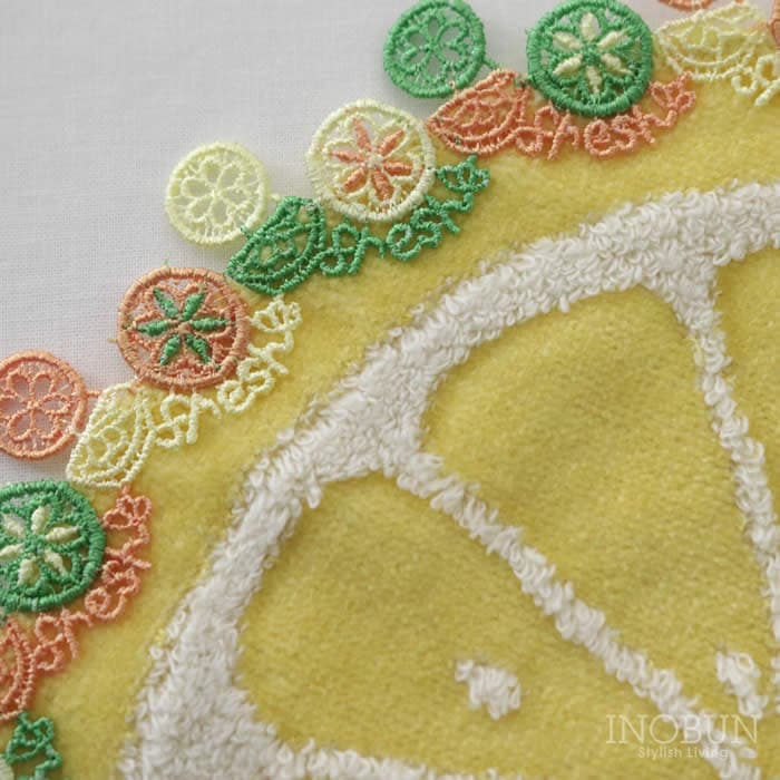 完売】近沢レース店 柑橘系 イエロー 8月 シーズンタオルハンカチ