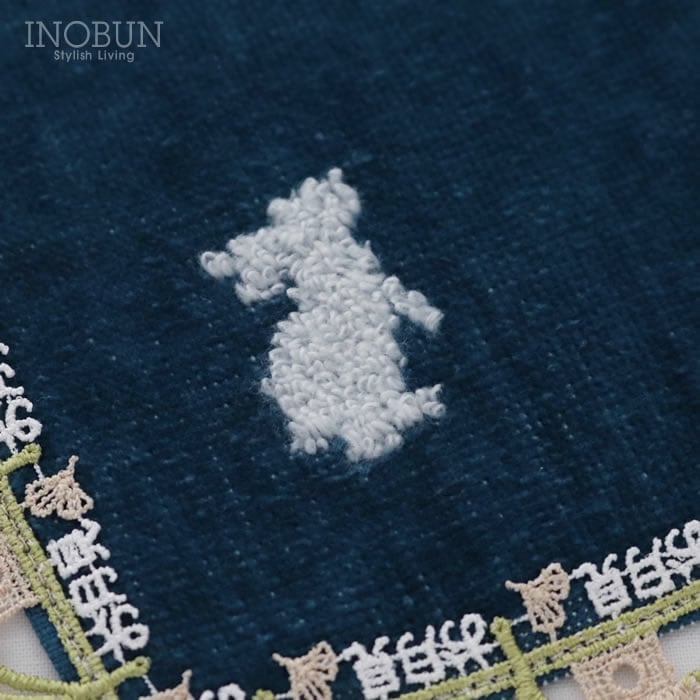 近沢レース店 お月見うさぎ ネイビー 9月 シーズンタオルハンカチ