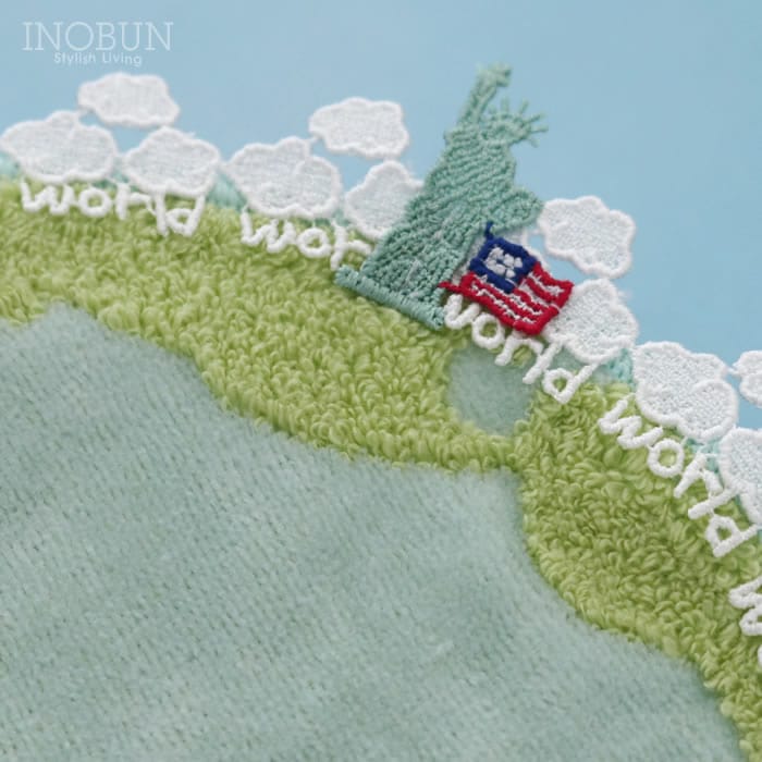 近沢レース店 世界旅行 ブルー 10月 シーズンタオルハンカチ