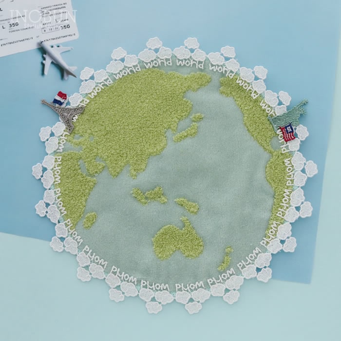 近沢レース店 世界旅行 ブルー 10月 シーズンタオルハンカチ